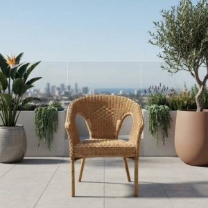 SILLA MIMBRE Y RATAN CON REPOSABRAZOS