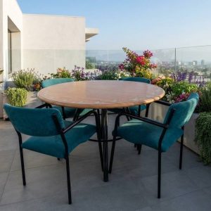 CONJUNTO DE MESA Y 4 SILLAS TURQUESA