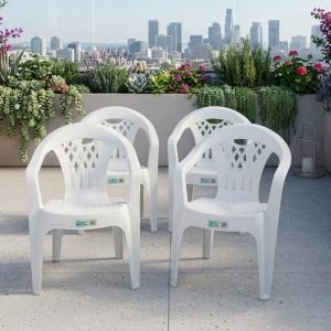 PACK 4 SILLAS DE RESINA BLANCA /EXTERIOR