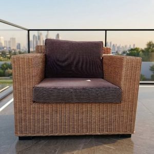 SILLÓN DE RATÁN Y MIMBRE CON COJINES