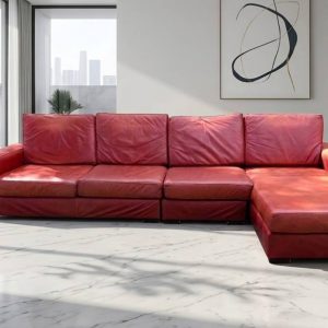 SOFÁ CHAISE LONGUE MODULAR DE PIEL ROJIZO