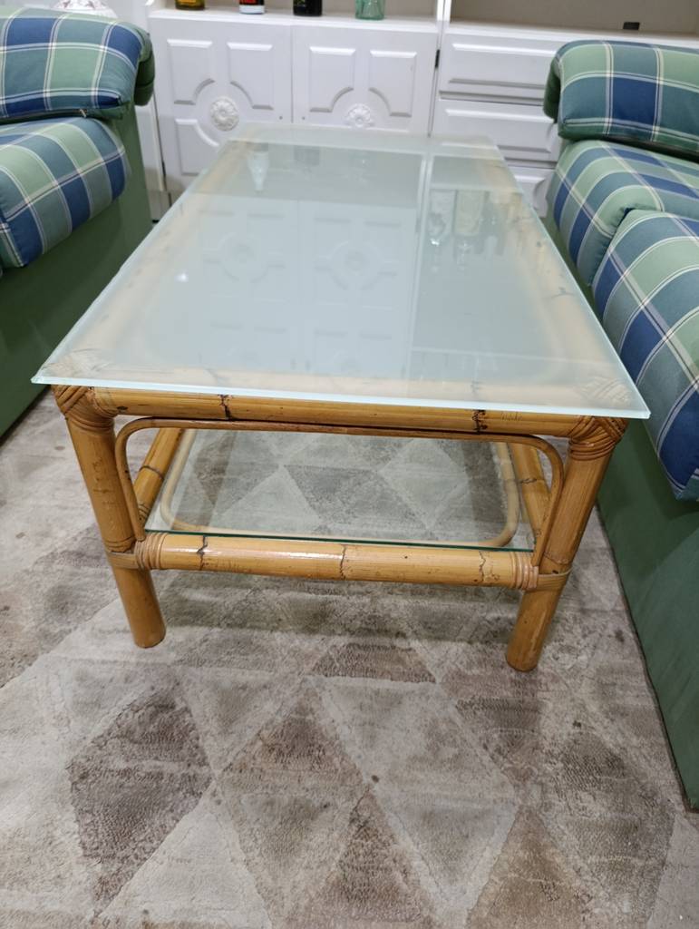 MESA DE CENTRO BAMBU Y CRISTAL - Imagen 2