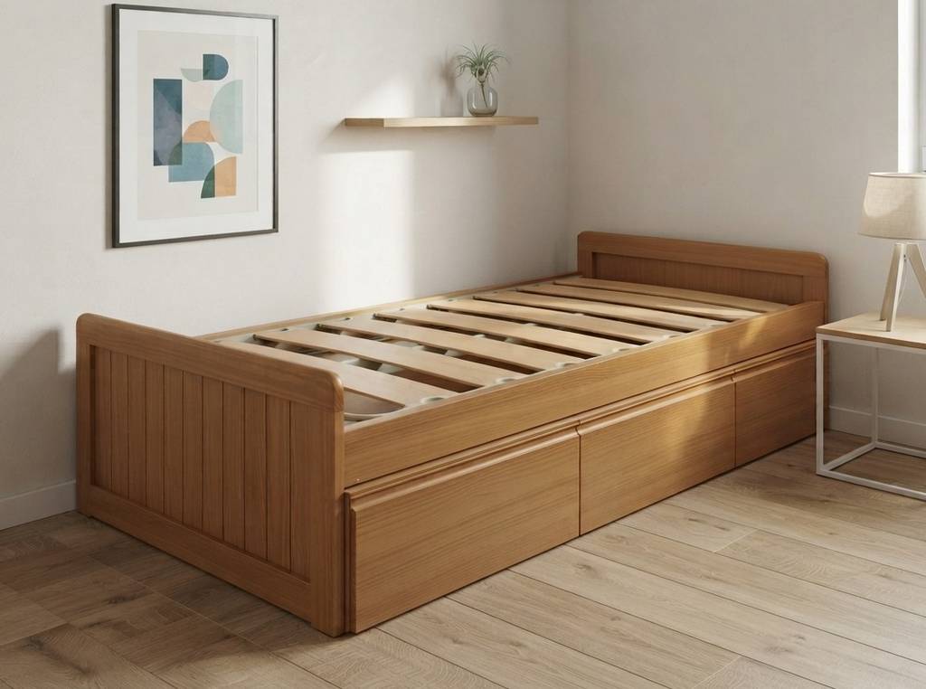 CAMA JUVENIL CON CAJONES MADERA 90x190