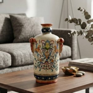 JARRÓN MAYOLICA VINTAGE PINTADO A MANO