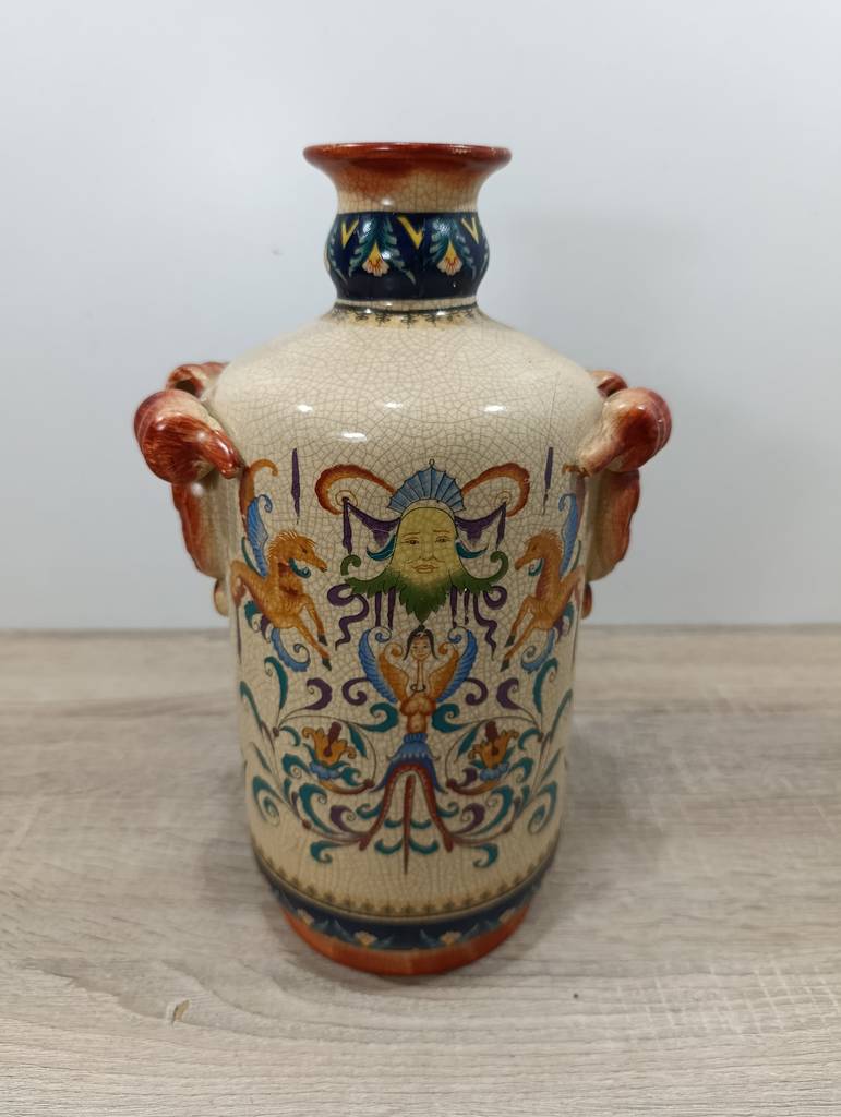 JARRÓN MAYOLICA VINTAGE PINTADO A MANO - Imagen 3