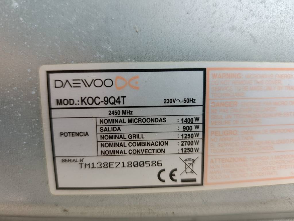 MICROONDAS CON HORNO GRILL DAEWOO - Imagen 4