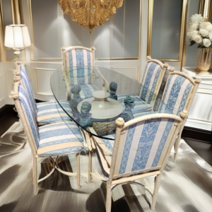 CONJUNTO COMEDOR SEÑORIAL CRISTAL Y 6 SILLAS