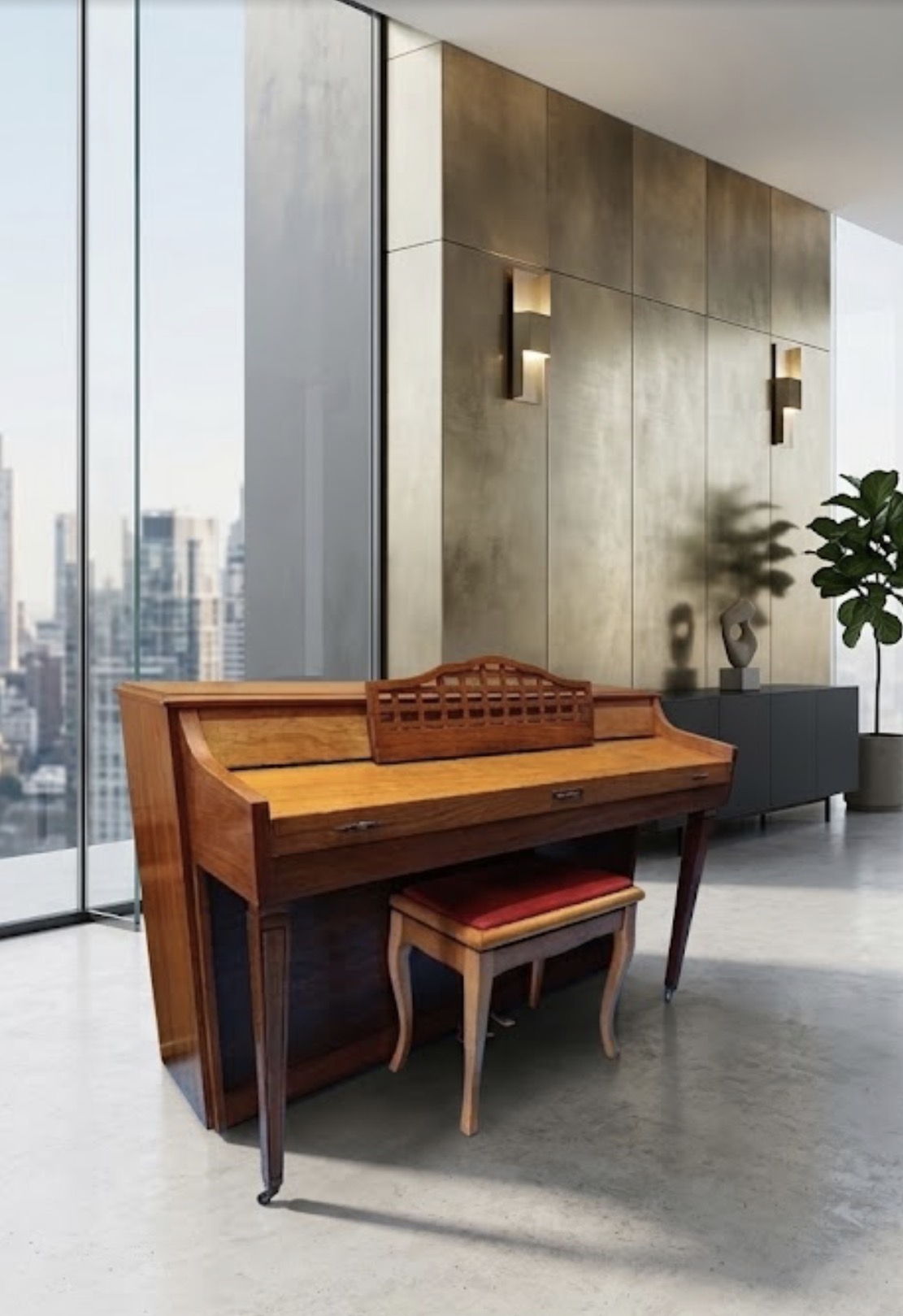 PIANO VERTICAL BALDWIN CON BANQUETA