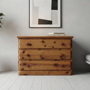 CÓMODA MADERA DE PINO 3 CAJONES