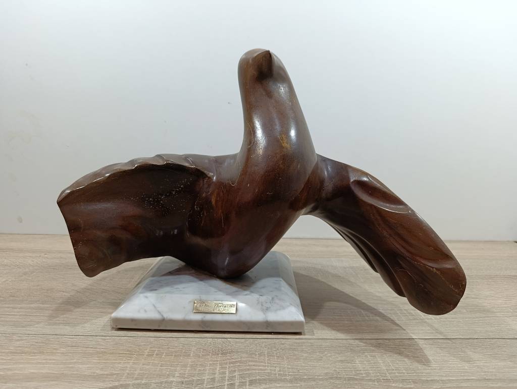 ESCULTURA DE AVE / MADERA TALLADA - Imagen 2