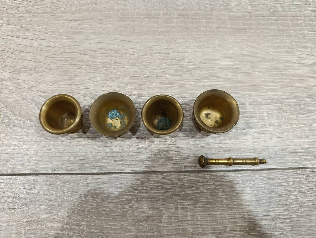 LOTE 4 MINI MORTEROS VINTAGE DE BRONCE - Imagen 3