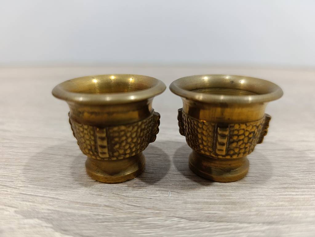 LOTE 4 MINI MORTEROS VINTAGE DE BRONCE - Imagen 4