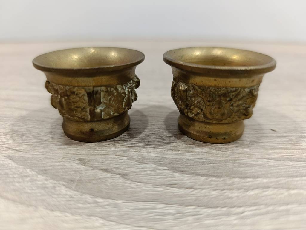 LOTE 4 MINI MORTEROS VINTAGE DE BRONCE - Imagen 5