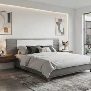 CABECERO MODERNO MADERA Y BLANCO