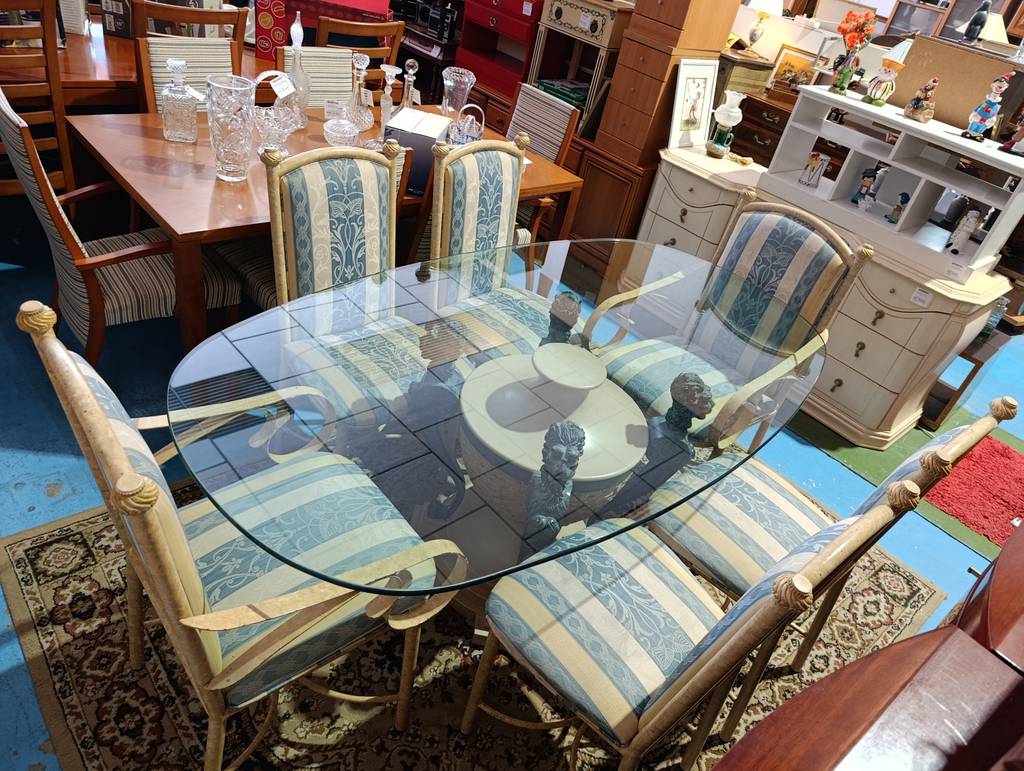 CONJUNTO COMEDOR SEÑORIAL CRISTAL Y 6 SILLAS - Imagen 2