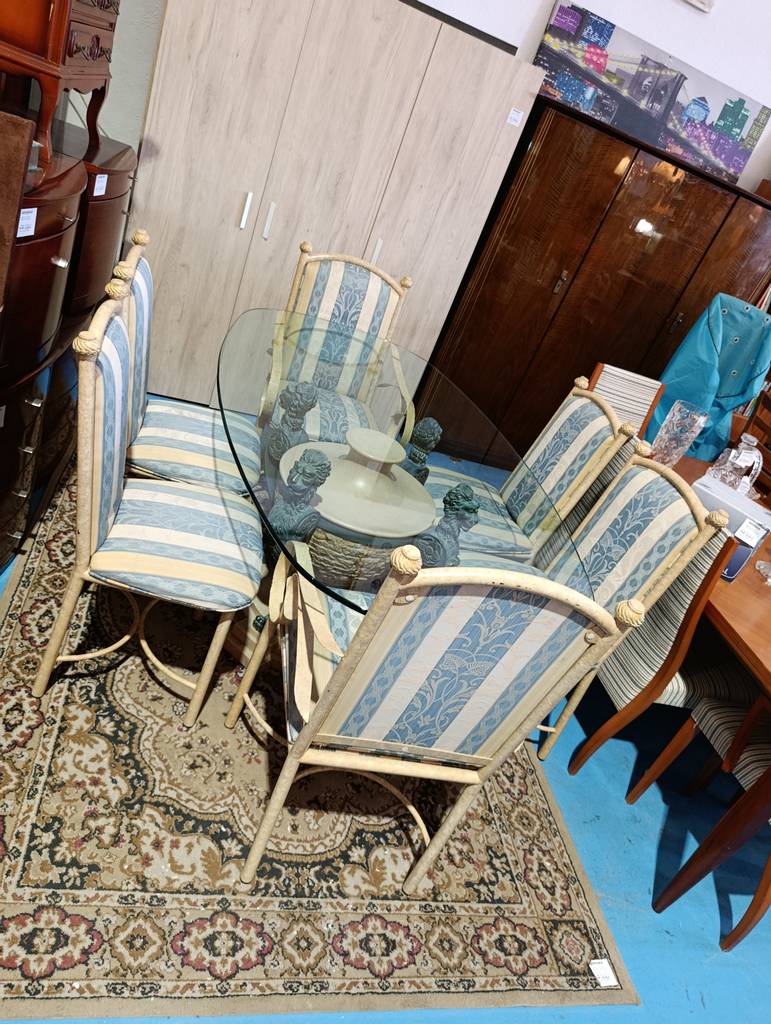 CONJUNTO COMEDOR SEÑORIAL CRISTAL Y 6 SILLAS - Imagen 11