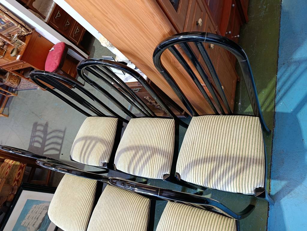 JUEGO DE 6 SILLAS DE COMEDOR NEGRAS - Imagen 4
