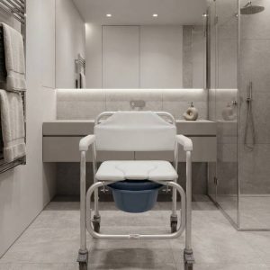 SILLA CON RUEDAS Y WC INCORPORADO BLANCO