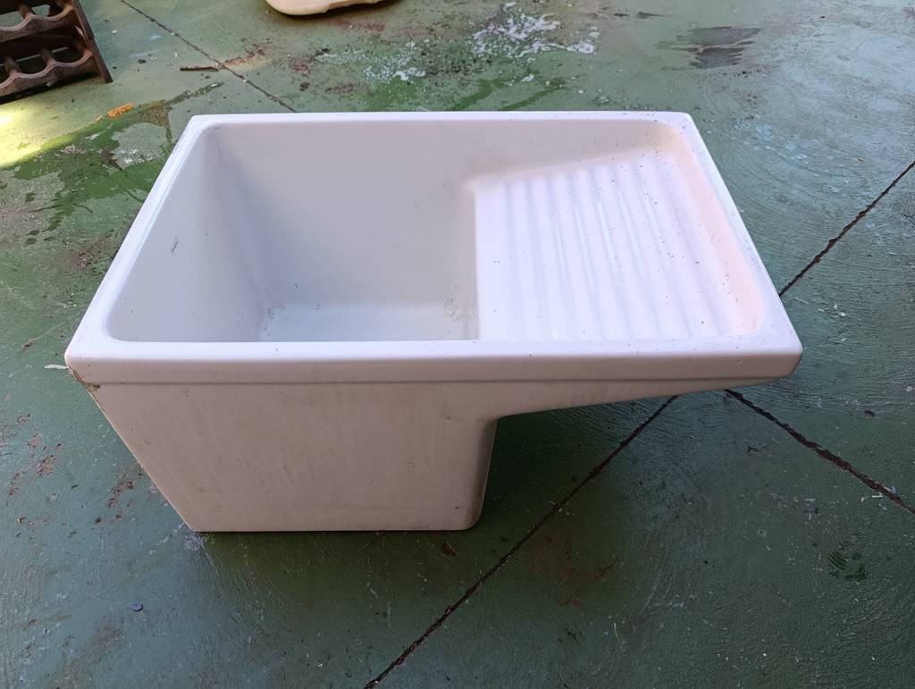 FREGADERO LAVADERO DE CERÁMICA BLANCO - Imagen 2