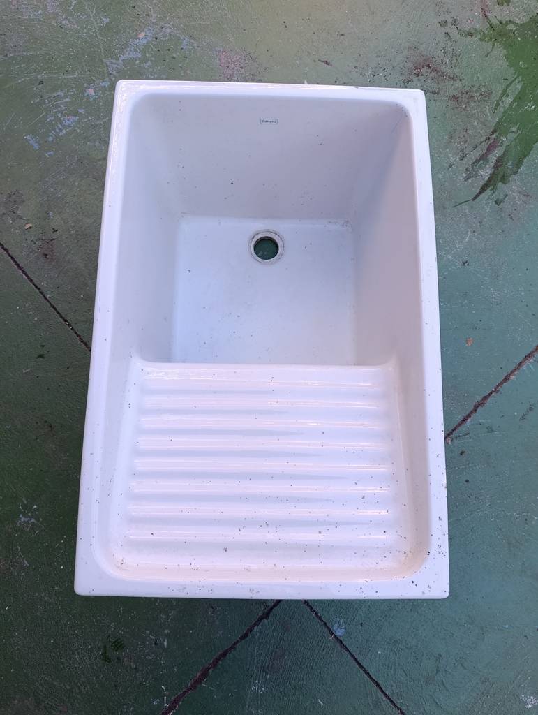 FREGADERO LAVADERO DE CERÁMICA BLANCO - Imagen 3