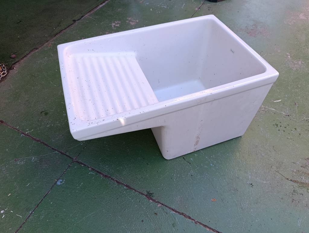 FREGADERO LAVADERO DE CERÁMICA BLANCO - Imagen 4