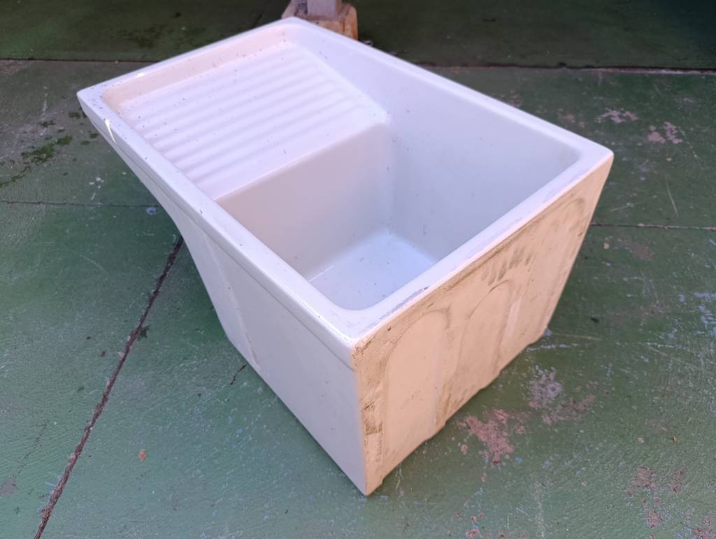 FREGADERO LAVADERO DE CERÁMICA BLANCO - Imagen 5