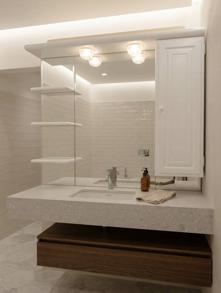 MUEBLE DE BAÑO CON ESPEJO, ARMARIO Y LUCES
