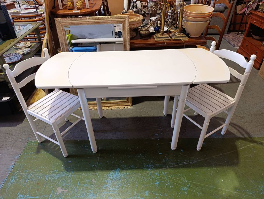 MESA COCINA EXTENSIBLE Y 2 SILLAS MADERA - Imagen 2