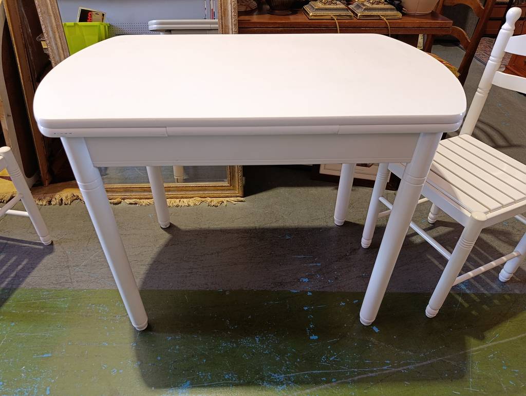 MESA COCINA EXTENSIBLE Y 2 SILLAS MADERA - Imagen 4