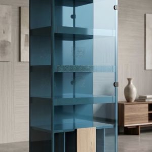 VITRINA CRISTAL AZUL TURQUESA /EXPOSITOR