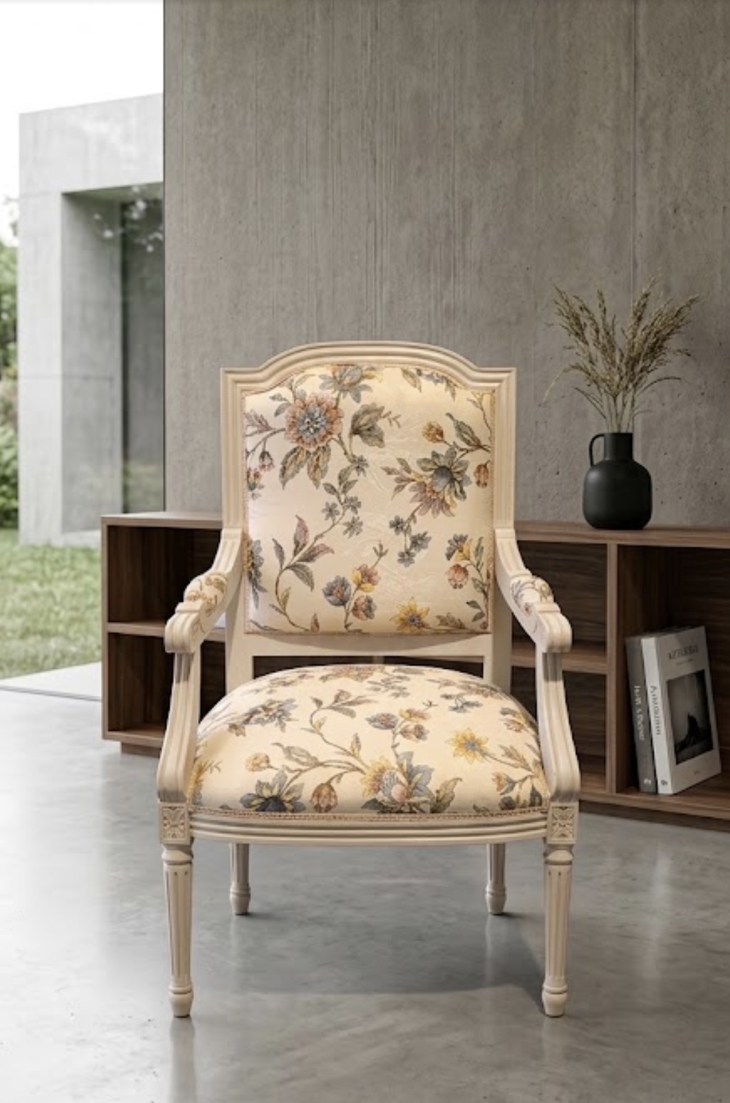SILLÓN CLÁSICO TAPIZADO DE FLORES