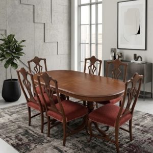 COMEDOR EXTENSIBLE Y 6 SILLAS ROJAS