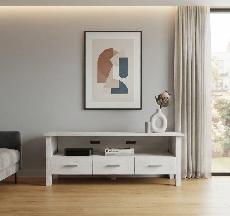 MUEBLE TV BLANCO CON CAJONES