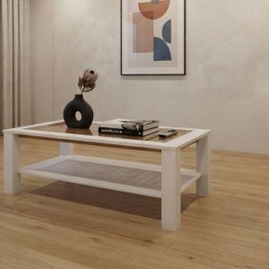 MESA DE CENTRO CRISTAL Y REJILLA