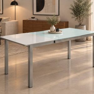 MESA COMEDOR EXTENSIBLE CRISTAL TEMPLADO