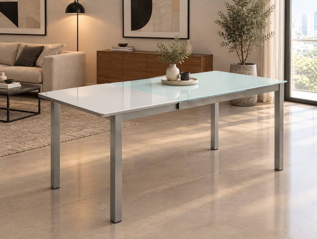 MESA COMEDOR EXTENSIBLE CRISTAL TEMPLADO