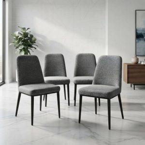 LOTE 4 SILLAS COMEDOR TAPIZADO GRIS