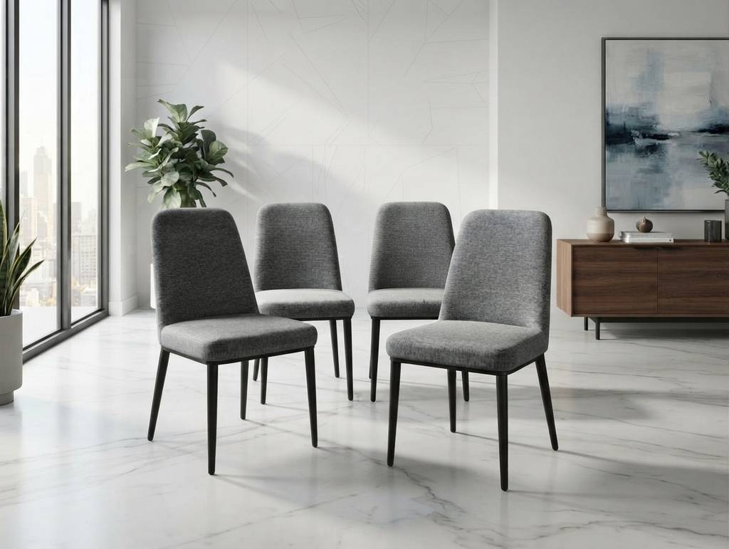 LOTE 4 SILLAS COMEDOR TAPIZADO GRIS