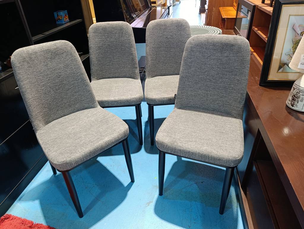 LOTE 4 SILLAS COMEDOR TAPIZADO GRIS - Imagen 3
