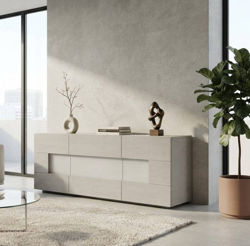 MUEBLE APARADOR CON VITRINA BLANCO