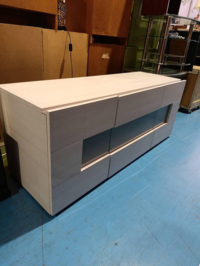 MUEBLE APARADOR CON VITRINA BLANCO - Imagen 3