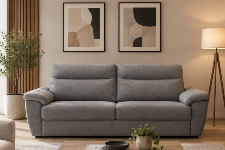 SOFÁ CAMA 3 PLAZAS GRIS ESTILO ITALIANO