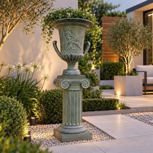 CONJUNTO DE PEDESTAL Y COPA ESTILO ROMANO